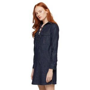 Denim & Supply Ralph Lauren Long Sleeve Denim Dress LaceUp in Dark Wash Size M